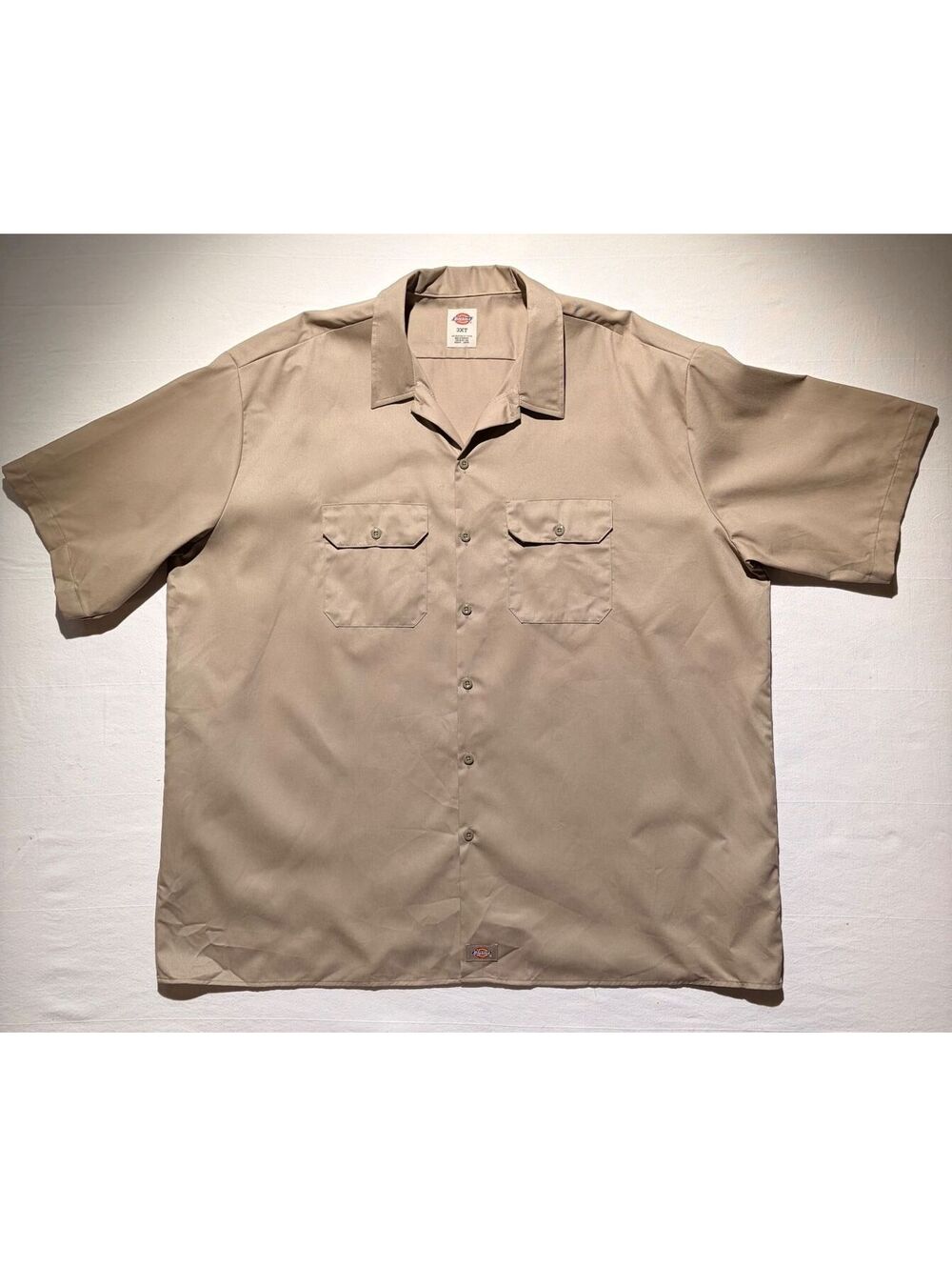 Dickies Work Shirt Mens 3XT Khaki Short Sleeve Big Tall